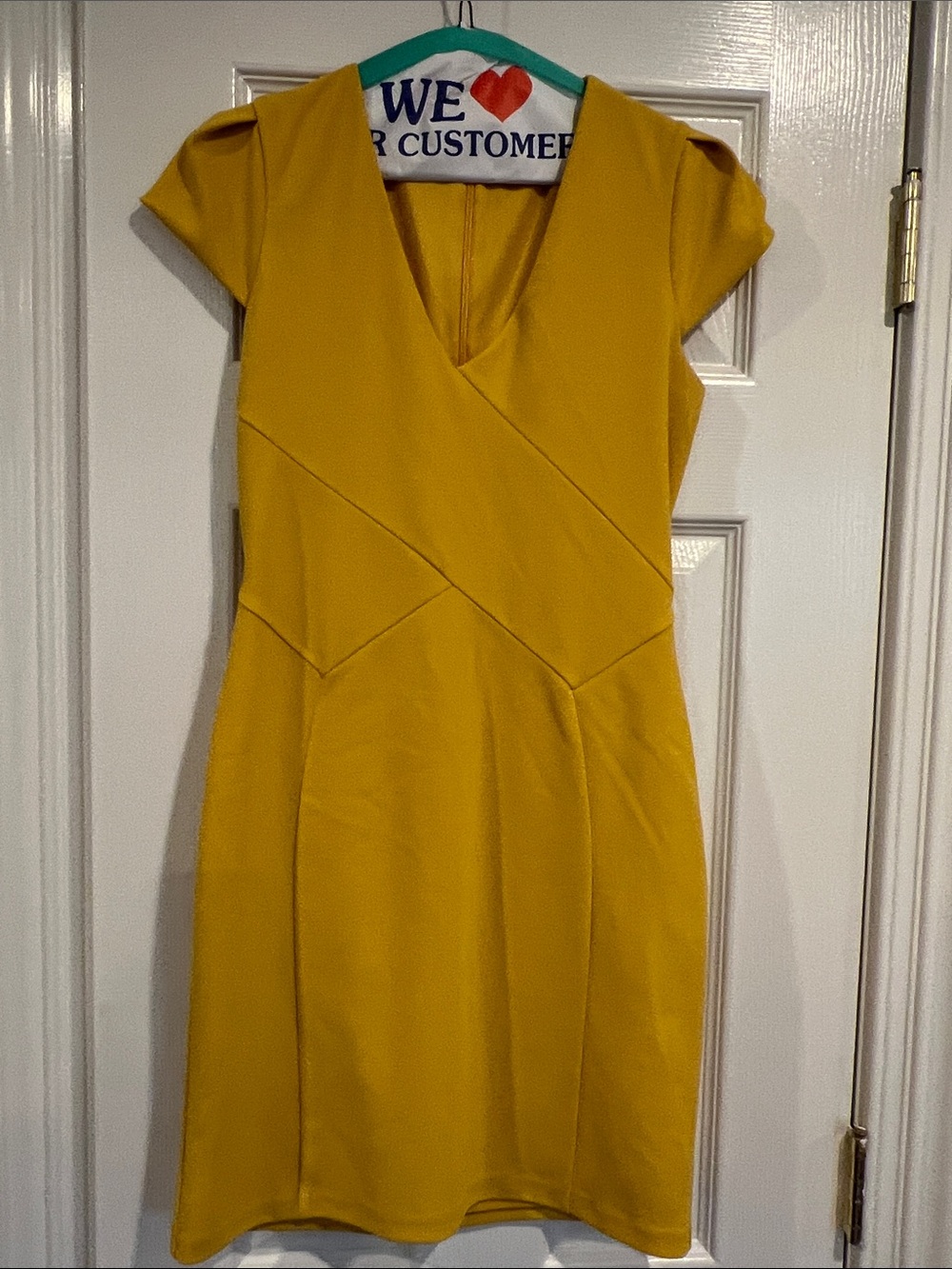 Express XS Mustard Yellow Cap Sleeve Sheath Dress